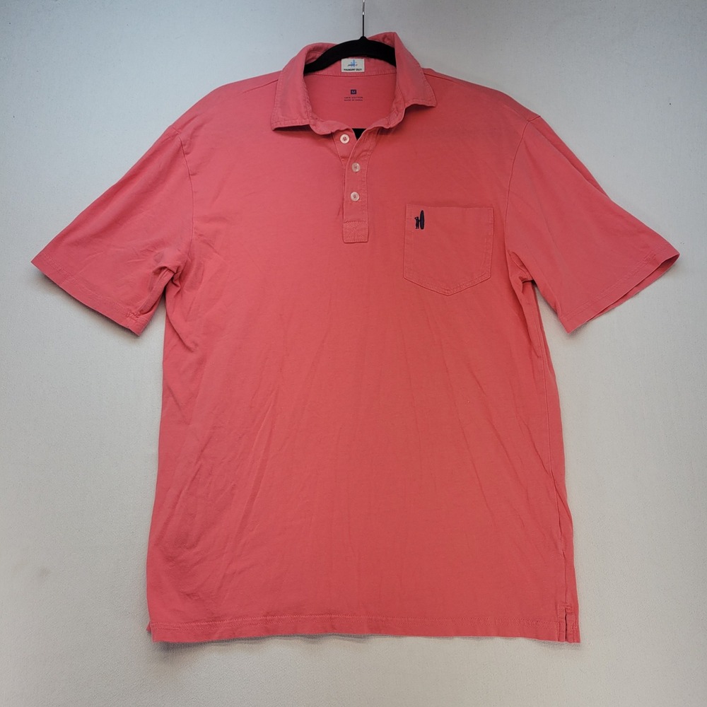 Johnnie-O Polo Shirt Mens Medium Pink Casual Hangin Out Cotton Short Sleeve